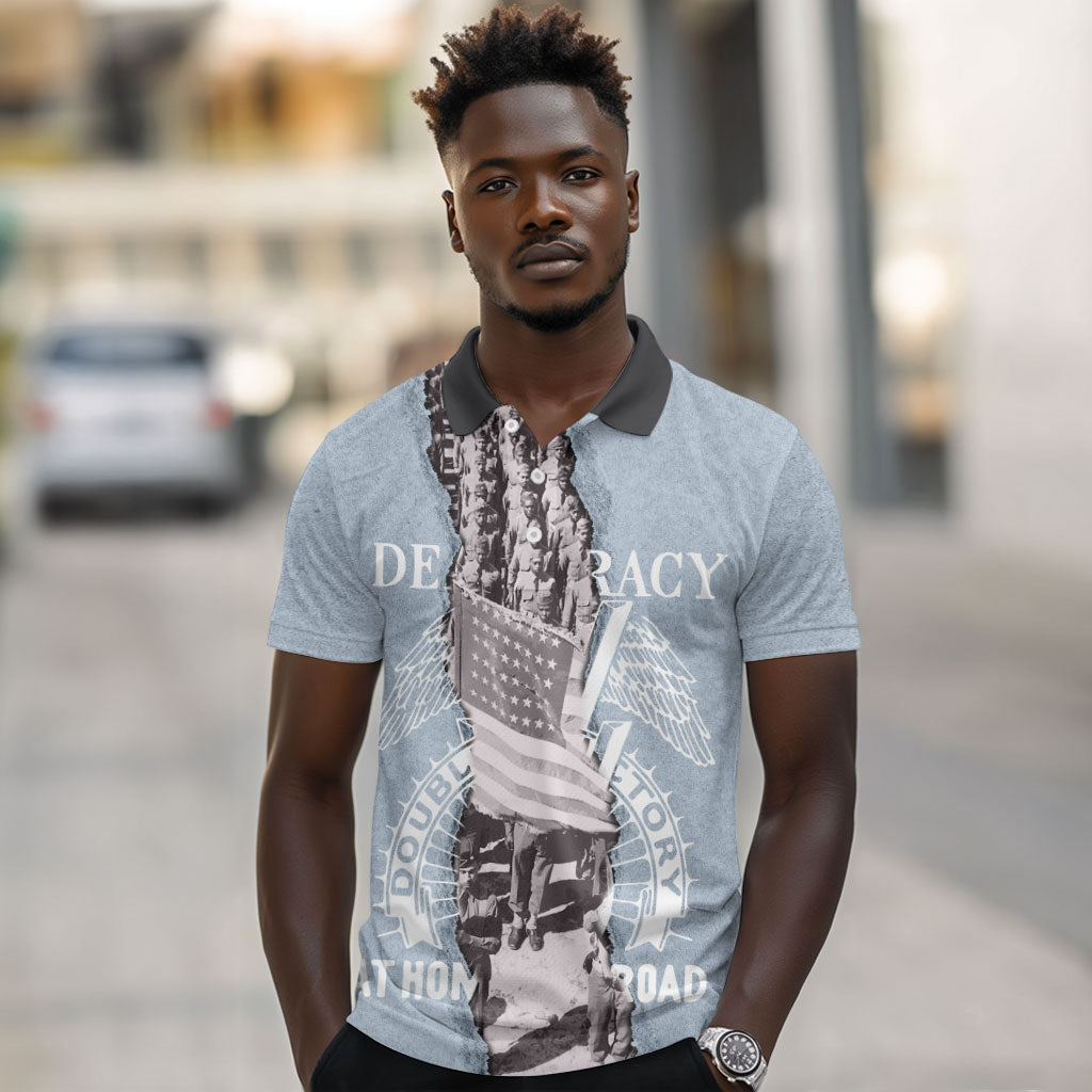 Double V Campaign American Democracy Polo Shirt Military Buffalo Soldiers World War II Heritage Art