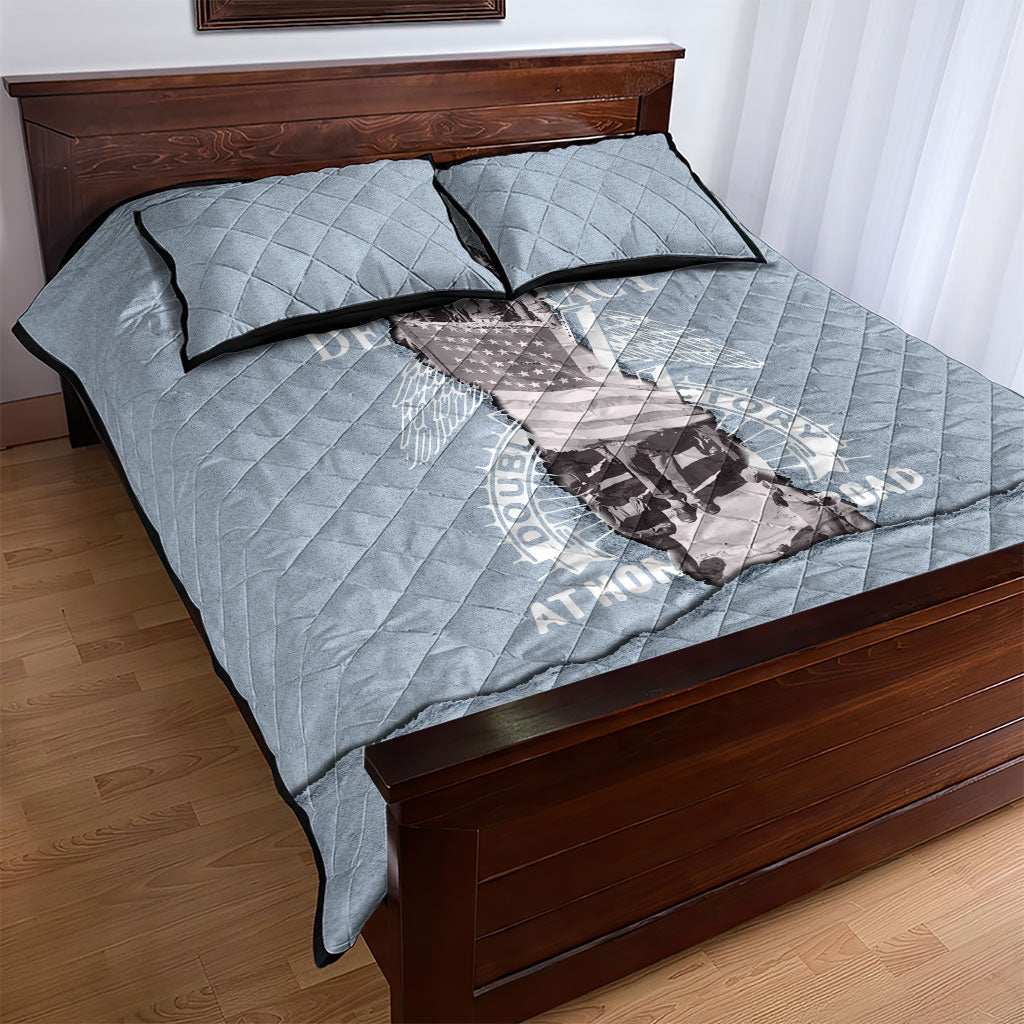 Double V Campaign American Democracy Quilt Bed Set Military Buffalo Soldiers World War II Heritage Art