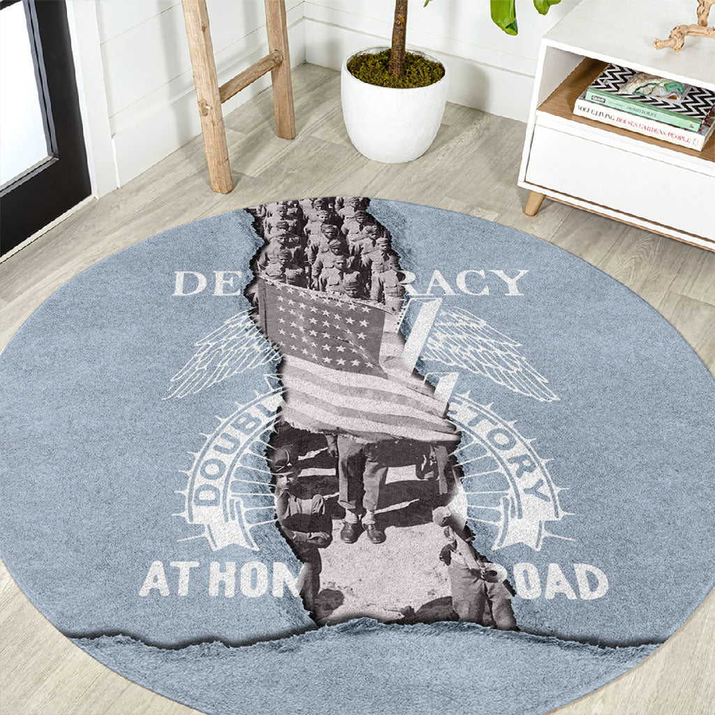 Double V Campaign American Democracy Round Carpet Military Buffalo Soldiers World War II Heritage Art
