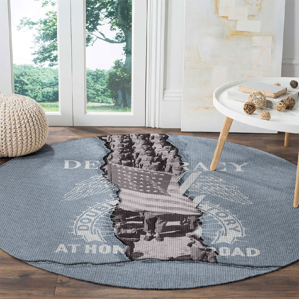Double V Campaign American Democracy Round Carpet Military Buffalo Soldiers World War II Heritage Art