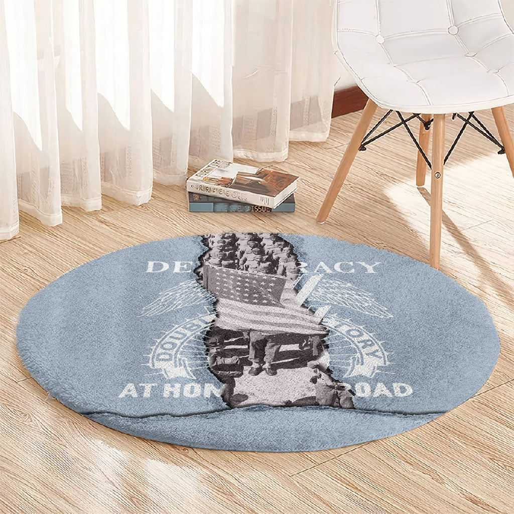 Double V Campaign American Democracy Round Carpet Military Buffalo Soldiers World War II Heritage Art