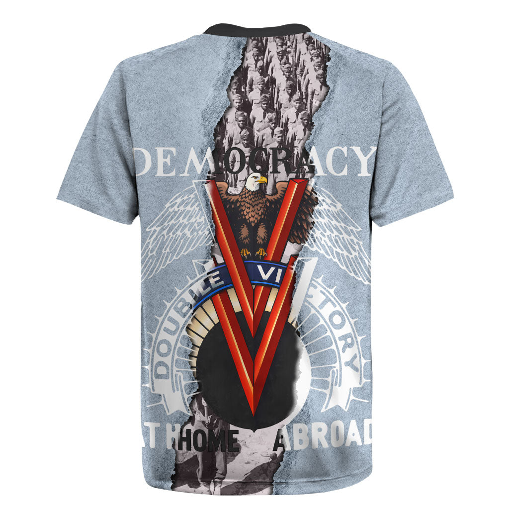 Double V Campaign American Democracy Rugby Jersey Military Buffalo Soldiers World War II Heritage Art
