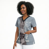 Double V Campaign American Democracy Scrub Top Military Buffalo Soldiers World War II Heritage Art