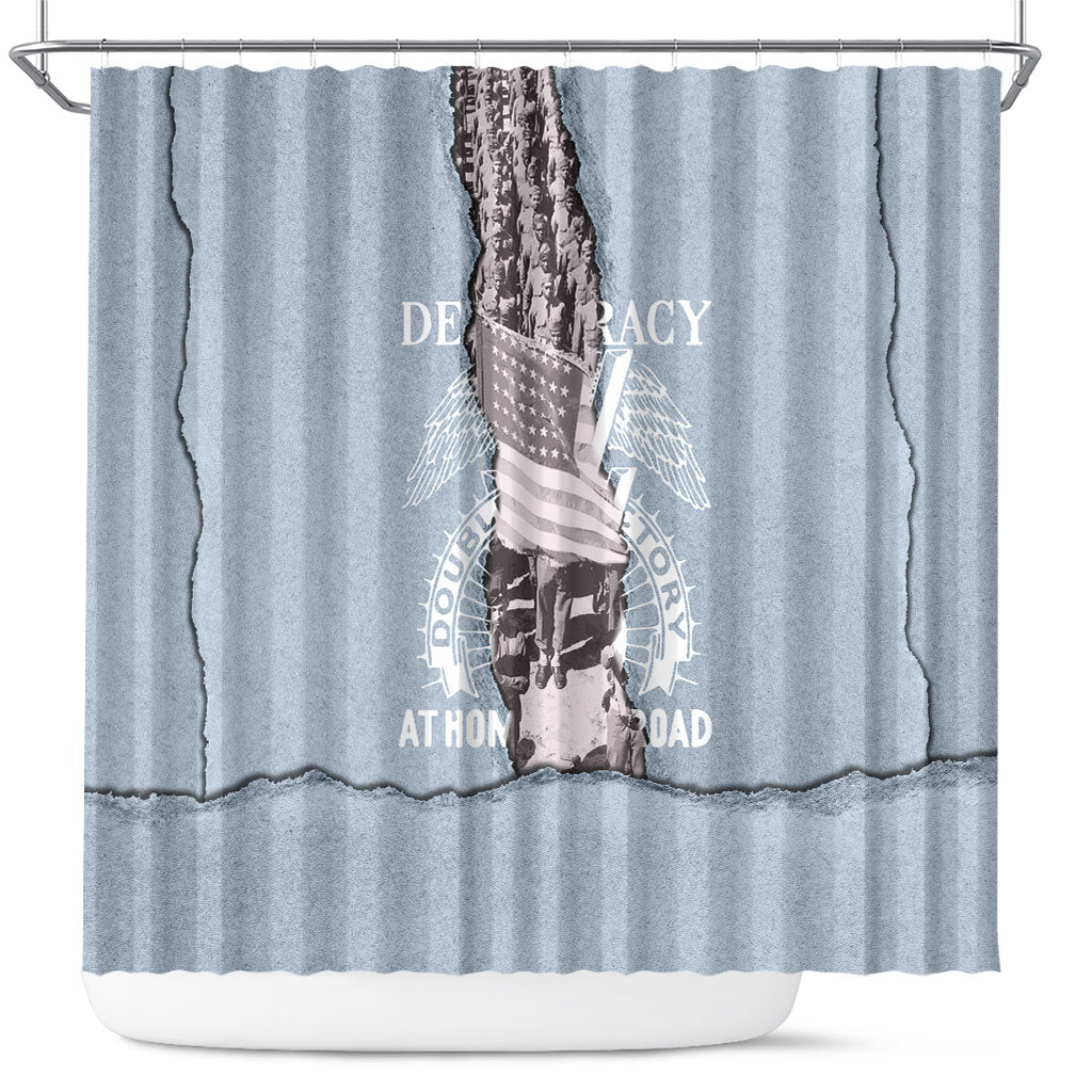 Double V Campaign American Democracy Shower Curtain Military Buffalo Soldiers World War II Heritage Art