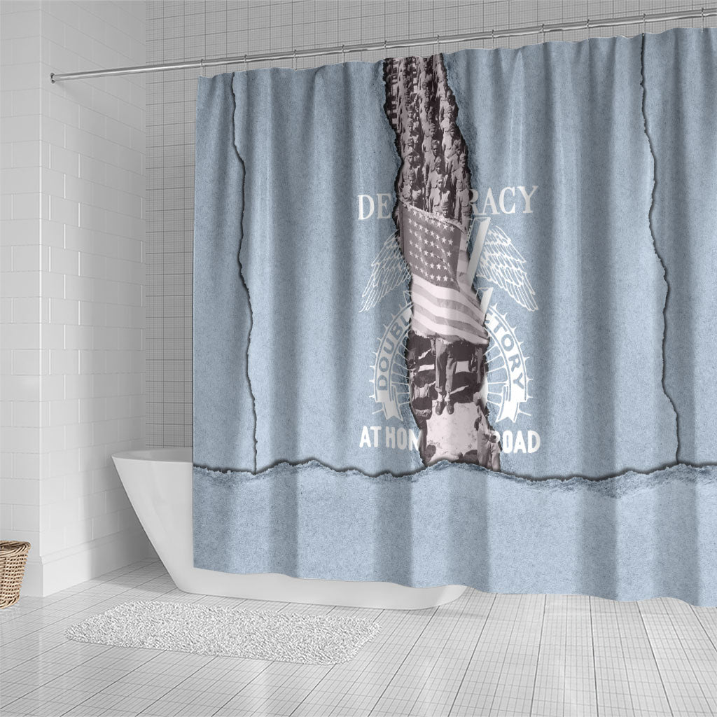 Double V Campaign American Democracy Shower Curtain Military Buffalo Soldiers World War II Heritage Art