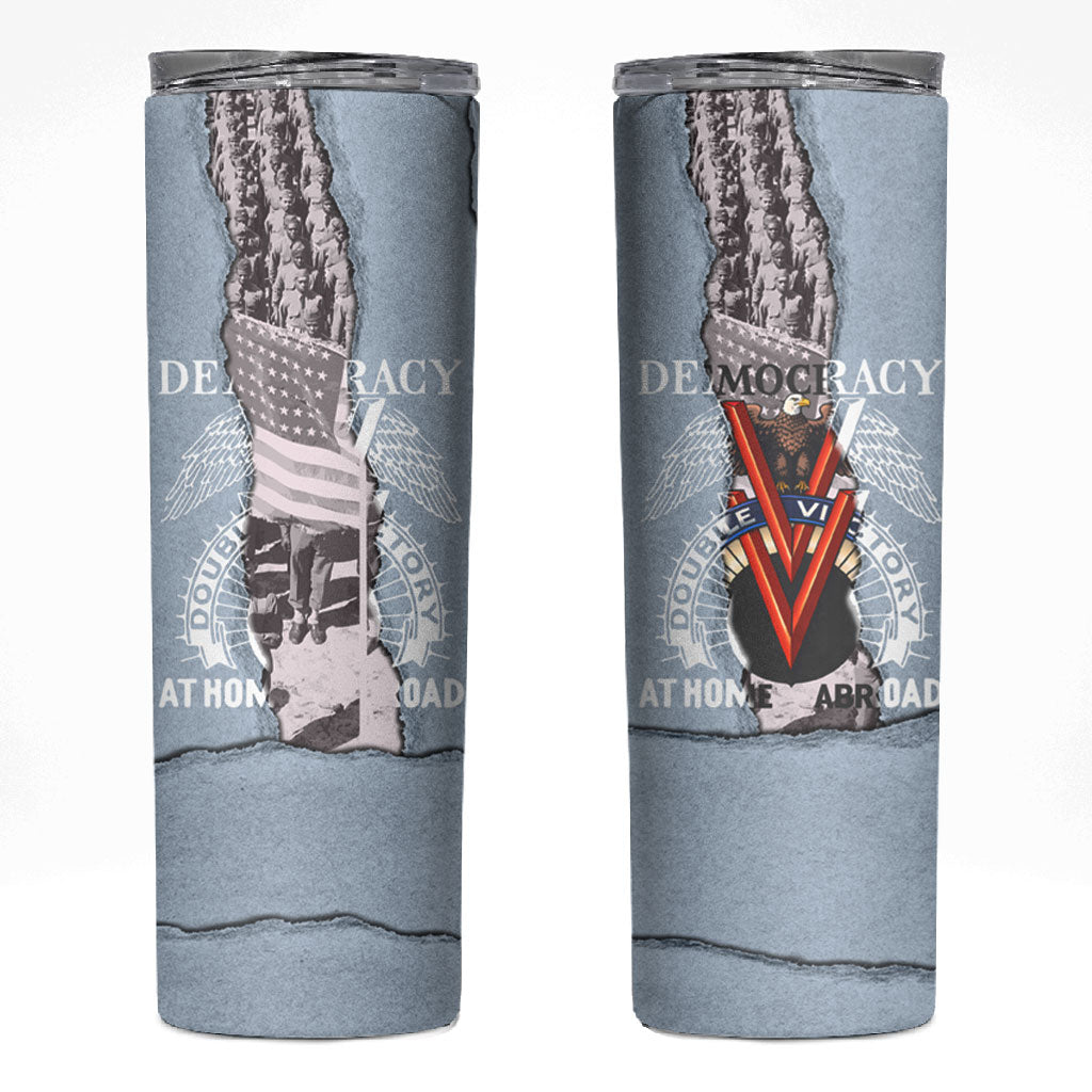 Double V Campaign American Democracy Skinny Tumbler Military Buffalo Soldiers World War II Heritage Art