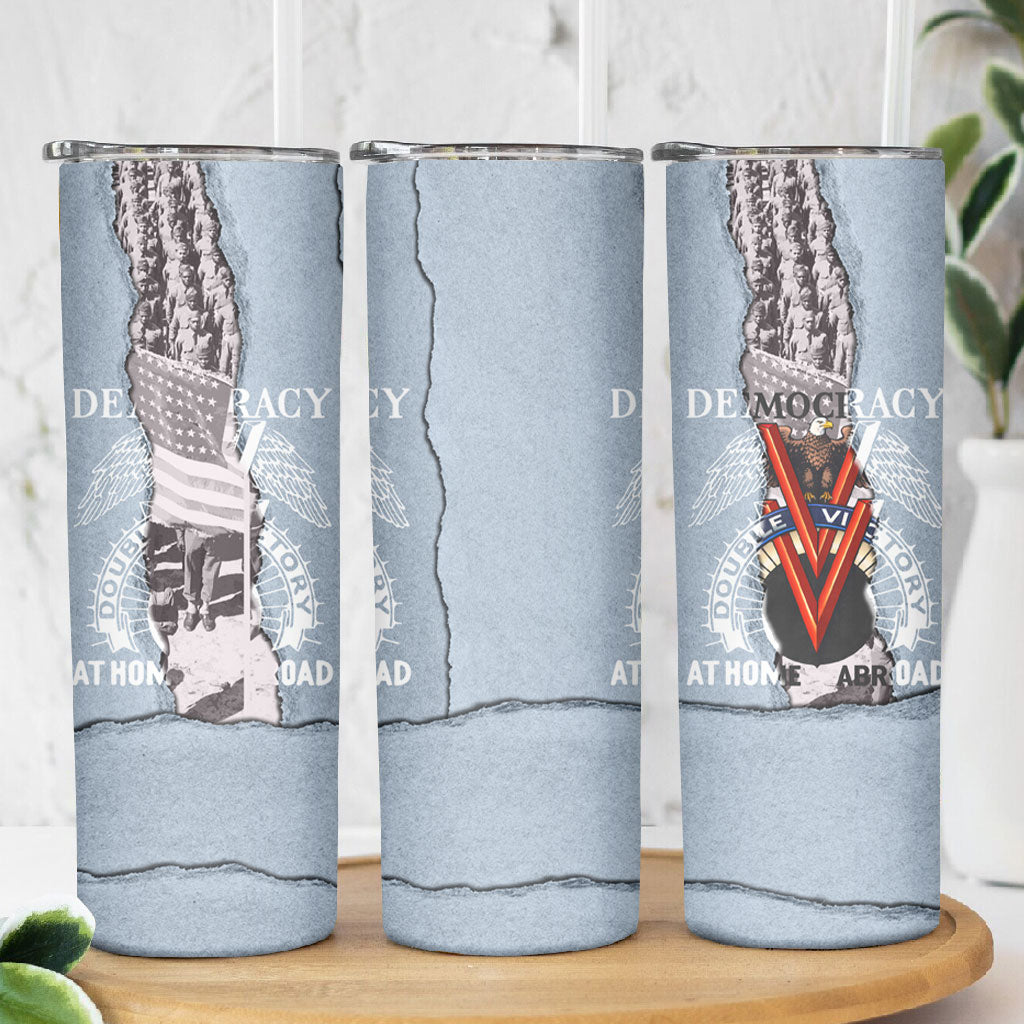 Double V Campaign American Democracy Skinny Tumbler Military Buffalo Soldiers World War II Heritage Art