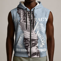 Double V Campaign American Democracy Sleeveless Zip Hoodie Military Buffalo Soldiers World War II Heritage Art