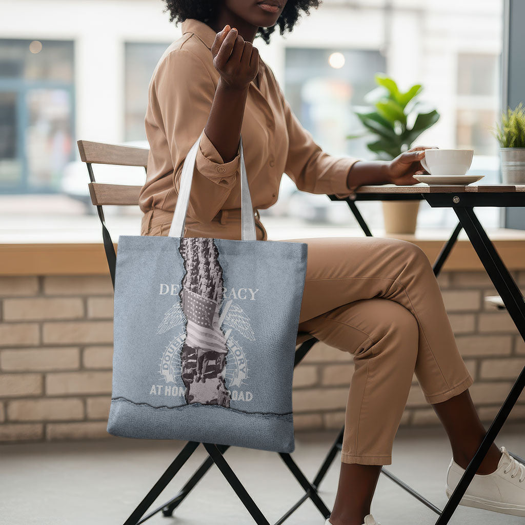 Double V Campaign American Democracy Tote Bag Military Buffalo Soldiers World War II Heritage Art