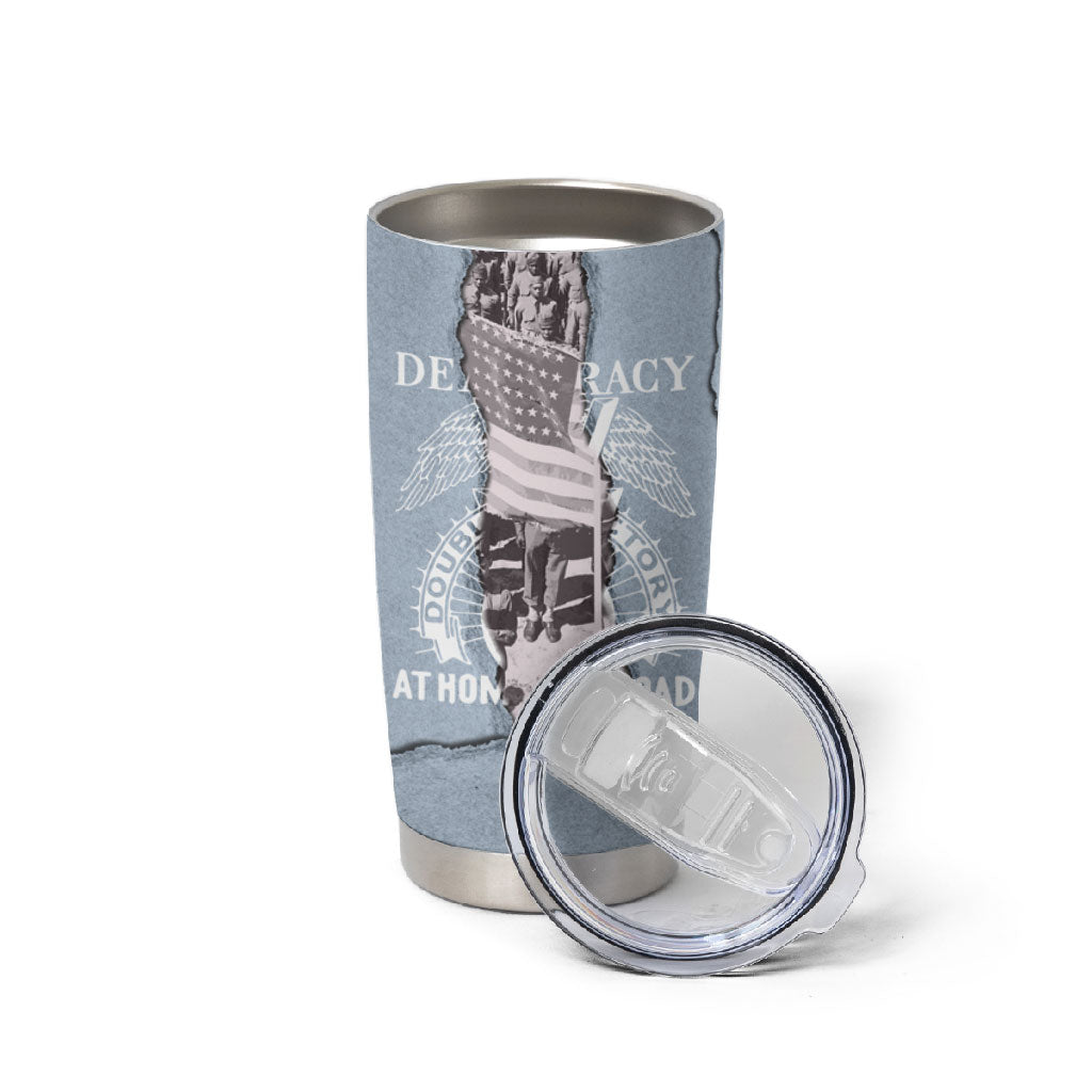 Double V Campaign American Democracy Tumbler Cup Military Buffalo Soldiers World War II Heritage Art