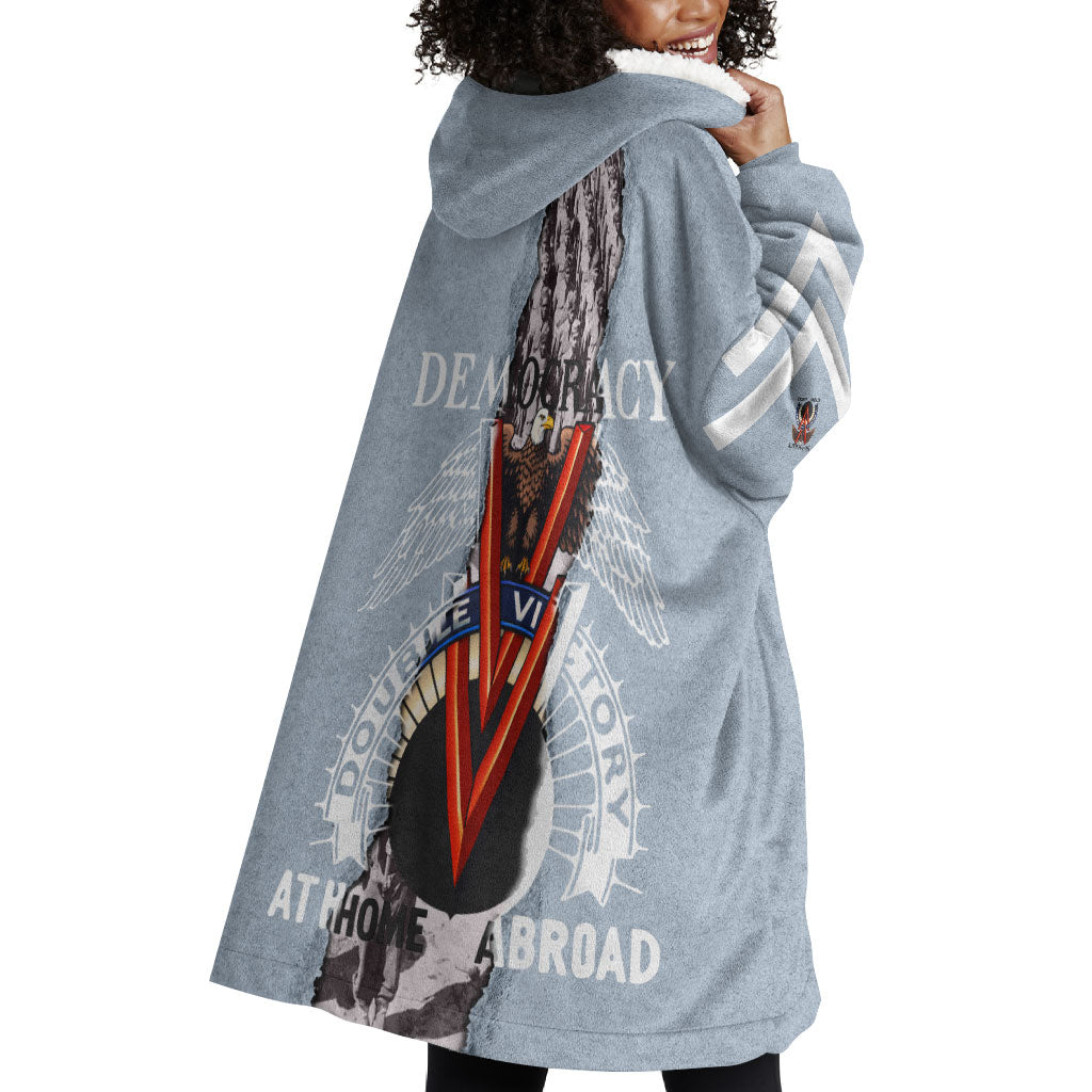 Double V Campaign American Democracy Wearable Blanket Hoodie Military Buffalo Soldiers World War II Heritage Art