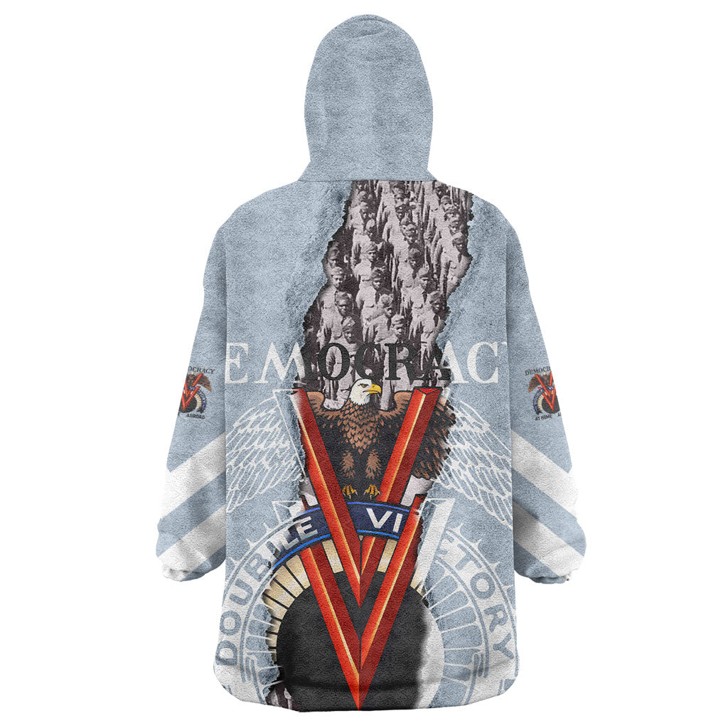 Double V Campaign American Democracy Wearable Blanket Hoodie Military Buffalo Soldiers World War II Heritage Art