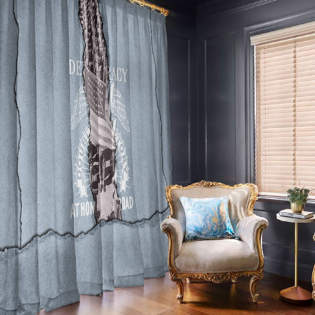 Double V Campaign American Democracy Window Curtain Military Buffalo Soldiers World War II Heritage Art