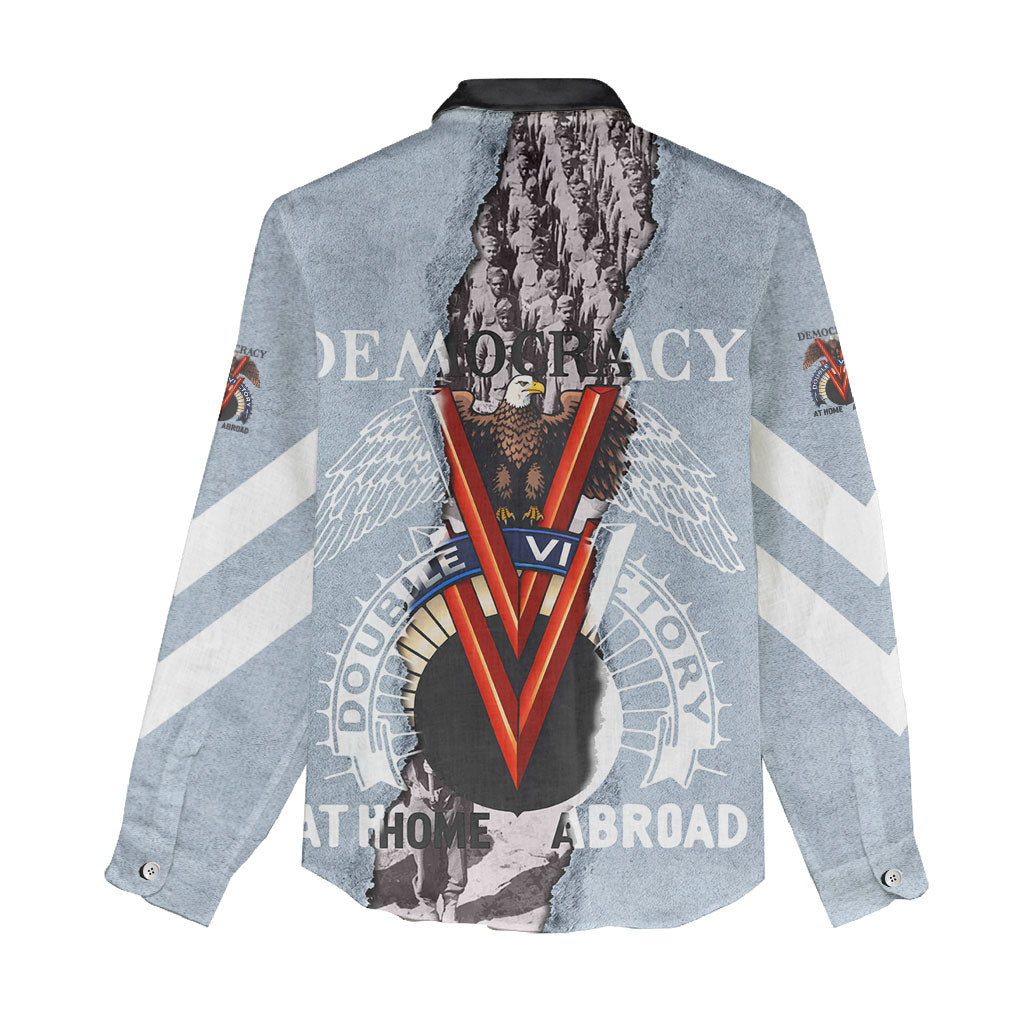Double V Campaign American Democracy Women Casual Shirt Military Buffalo Soldiers World War II Heritage Art