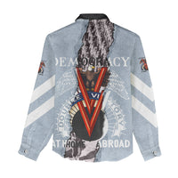 Double V Campaign American Democracy Women Casual Shirt Military Buffalo Soldiers World War II Heritage Art