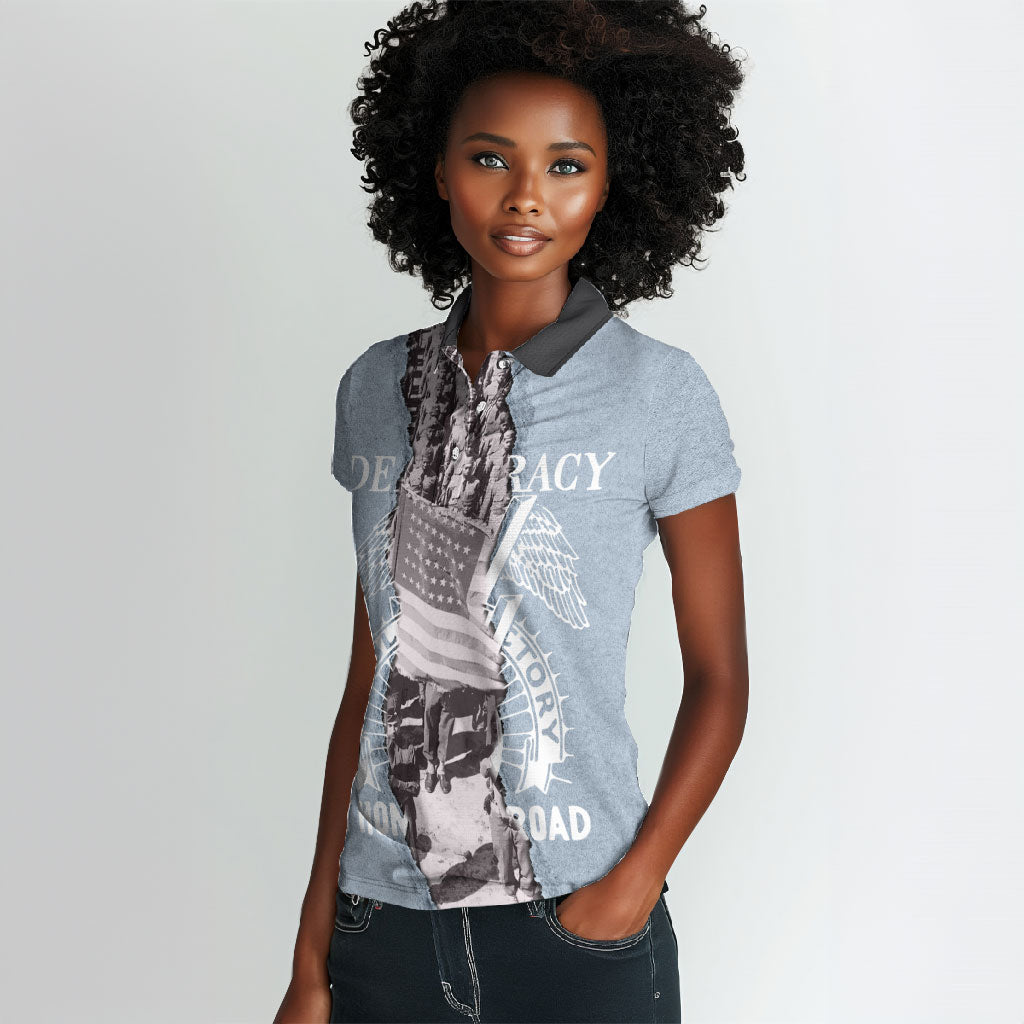 Double V Campaign American Democracy Women Polo Shirt Military Buffalo Soldiers World War II Heritage Art