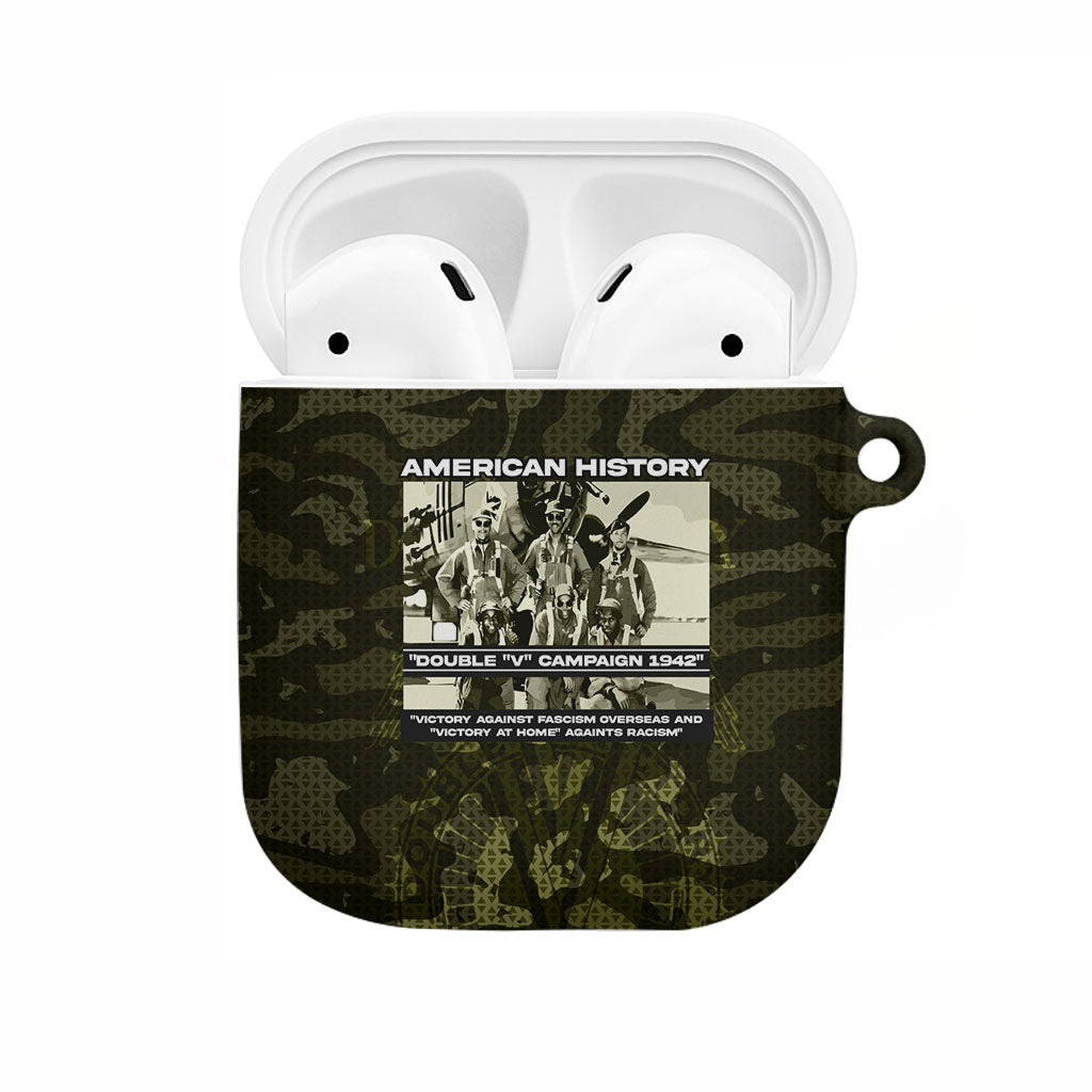 Double V Campaign American History 1942 AirPods Case Military Camouflage Tuskegee Airmen World War II