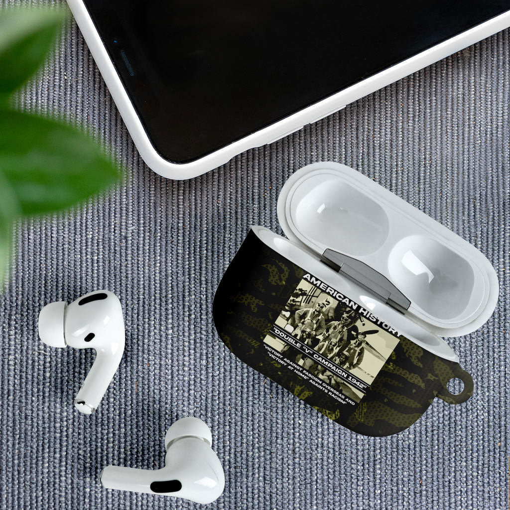 Double V Campaign American History 1942 AirPods Case Military Camouflage Tuskegee Airmen World War II