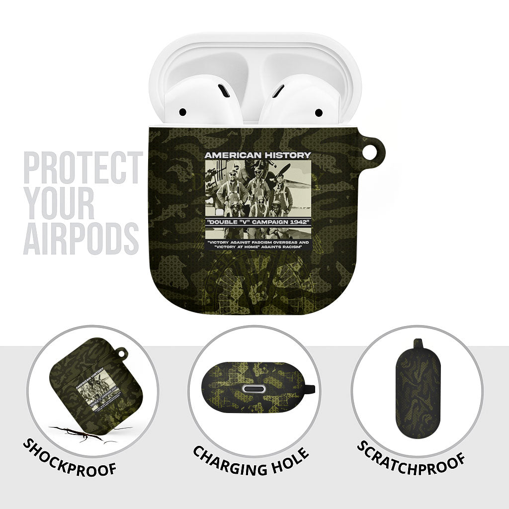 Double V Campaign American History 1942 AirPods Case Military Camouflage Tuskegee Airmen World War II