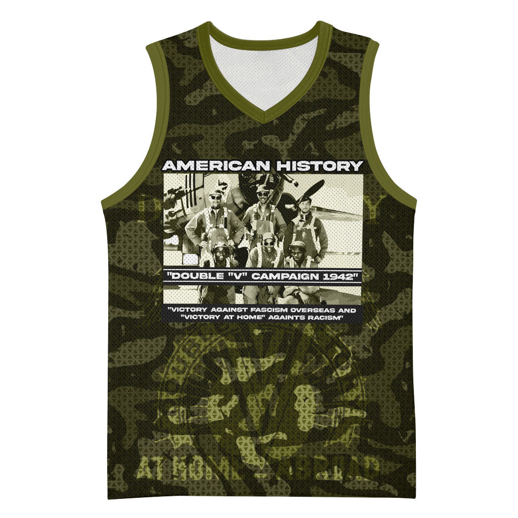 Double V Campaign American History 1942 Basketball Jersey Military Camouflage Tuskegee Airmen World War II