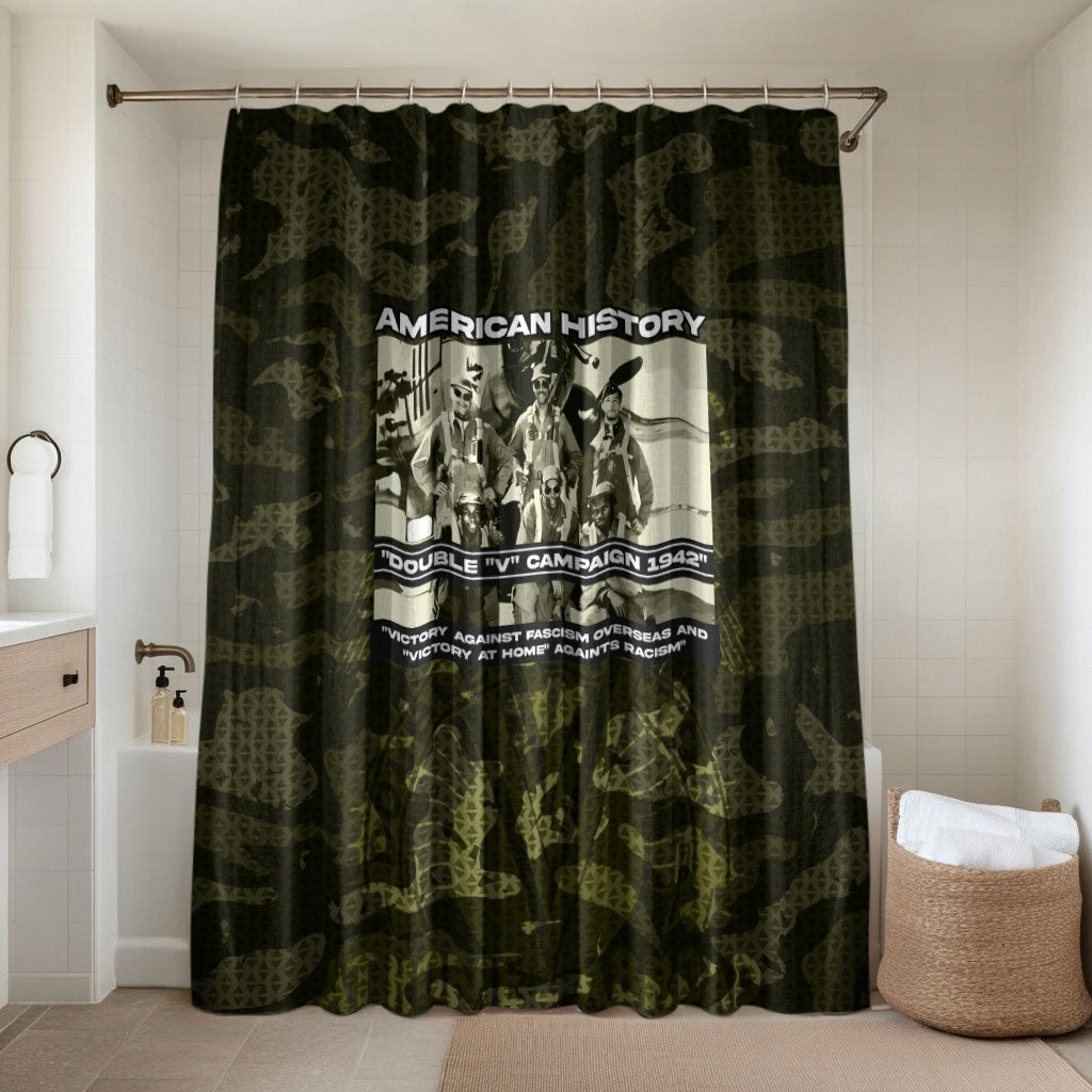 Double V Campaign American History 1942 Bathroom Set Military Camouflage Tuskegee Airmen World War II