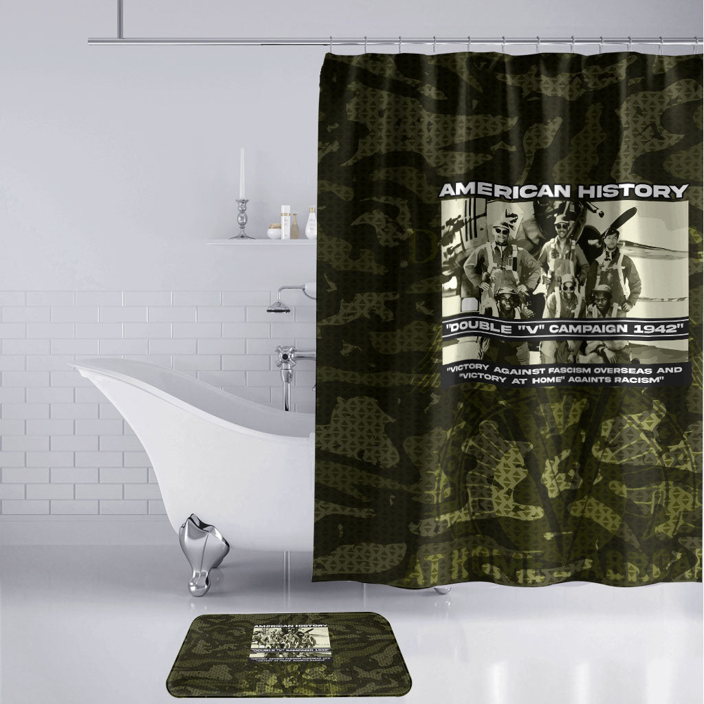 Double V Campaign American History 1942 Bathroom Set Military Camouflage Tuskegee Airmen World War II