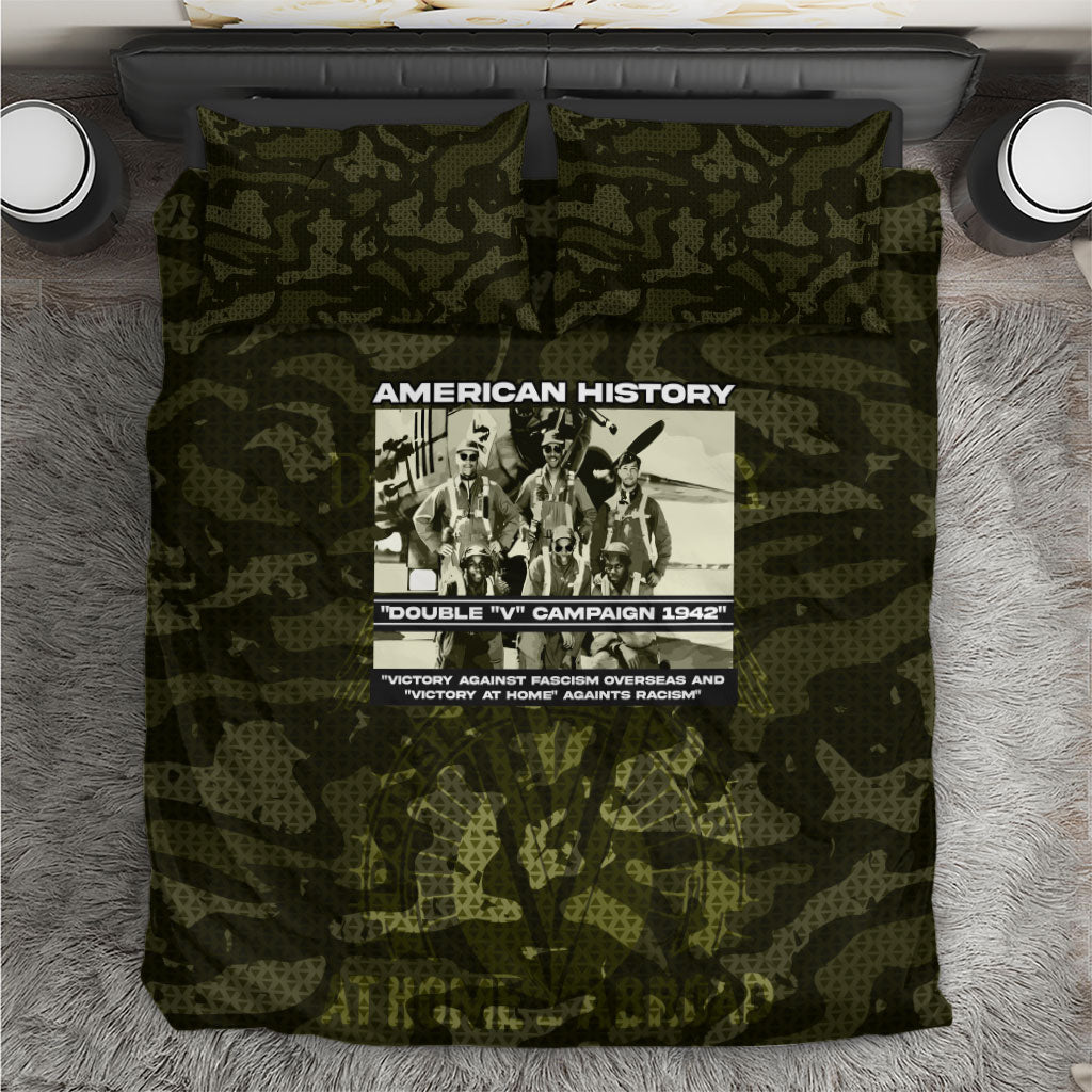 Double V Campaign American History 1942 Bedding Set Military Camouflage Tuskegee Airmen World War II