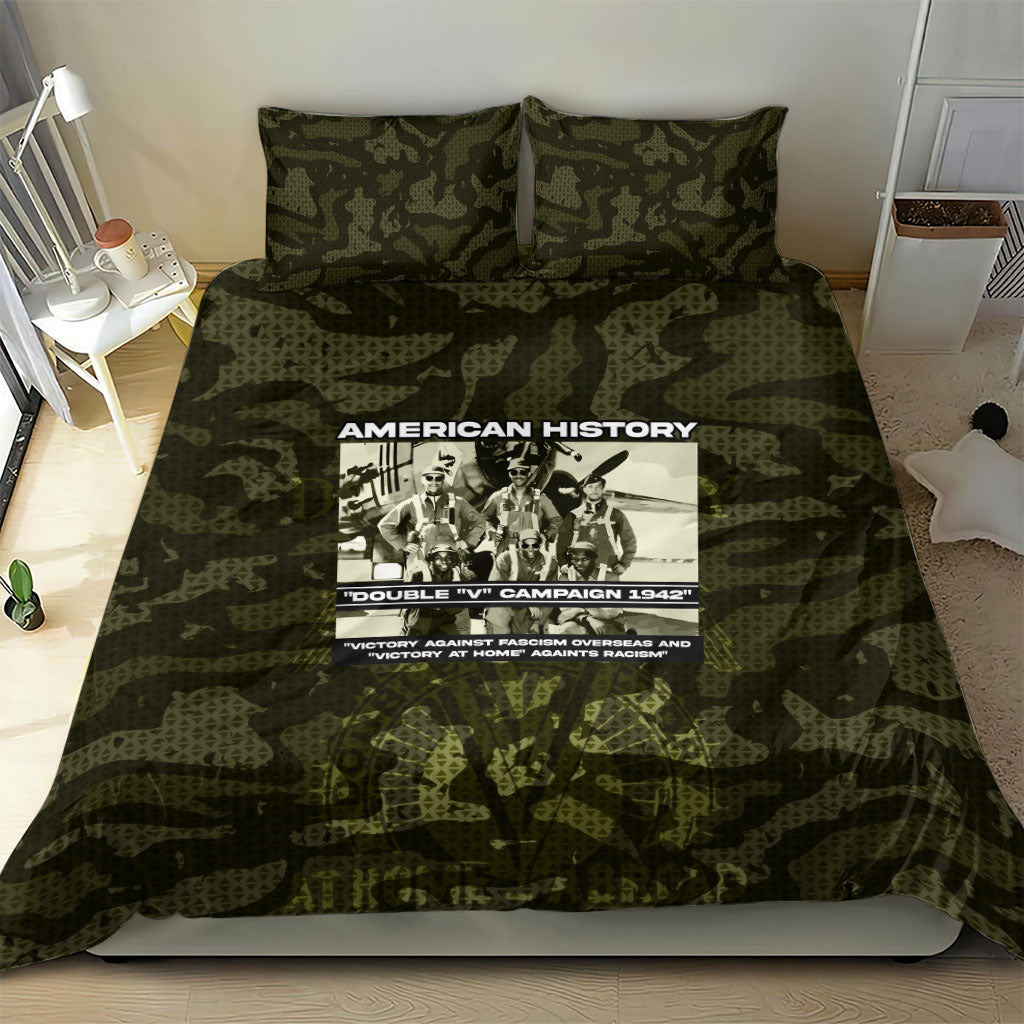 Double V Campaign American History 1942 Bedding Set Military Camouflage Tuskegee Airmen World War II