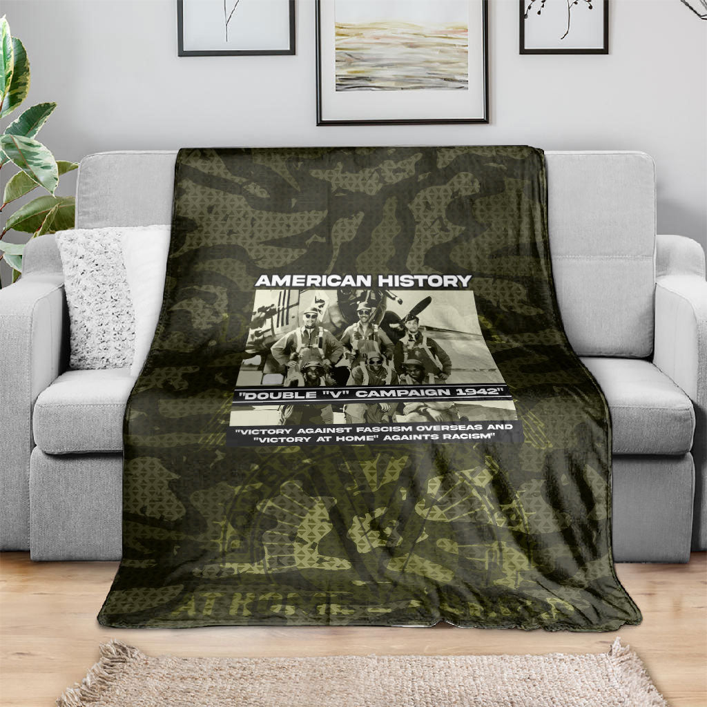 Double V Campaign American History 1942 Blanket Military Camouflage Tuskegee Airmen World War II