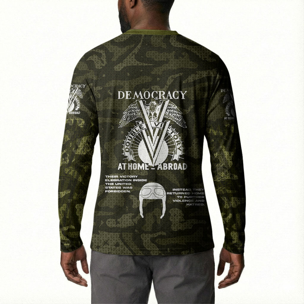 Double V Campaign American History 1942 Button Sweatshirt Military Camouflage Tuskegee Airmen World War II