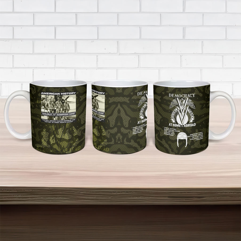 Double V Campaign American History 1942 Ceramic Mug Military Camouflage Tuskegee Airmen World War II