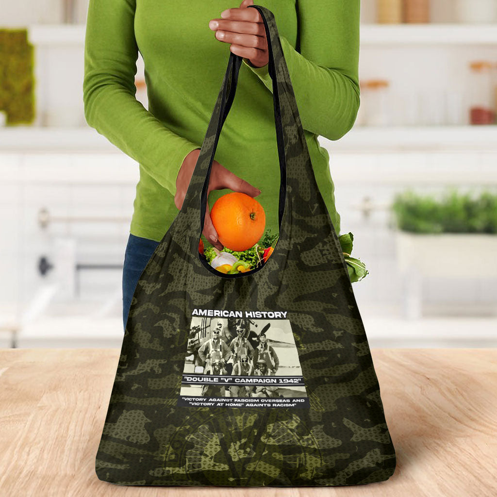 Double V Campaign American History 1942 Grocery Bag Military Camouflage Tuskegee Airmen World War II