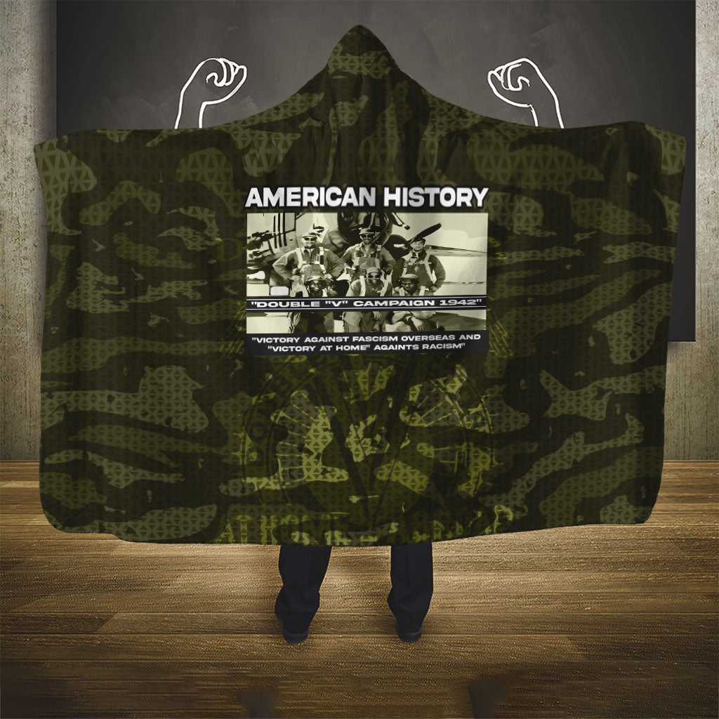 Double V Campaign American History 1942 Hooded Blanket Military Camouflage Tuskegee Airmen World War II