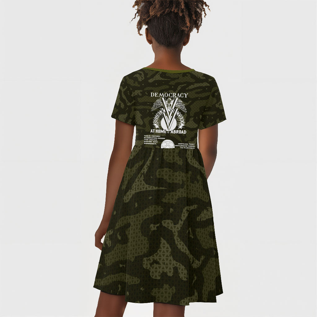 Double V Campaign American History 1942 Kid Short Sleeve Dress Military Camouflage Tuskegee Airmen World War II