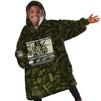 Double V Campaign American History 1942 Kid Wearable Blanket Hoodie Military Camouflage Tuskegee Airmen World War II