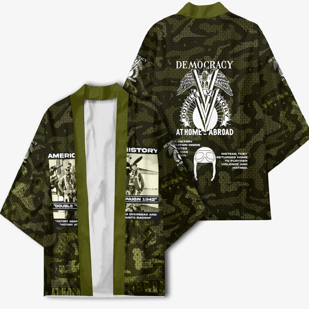 Double V Campaign American History 1942 Kimono Military Camouflage Tuskegee Airmen World War II