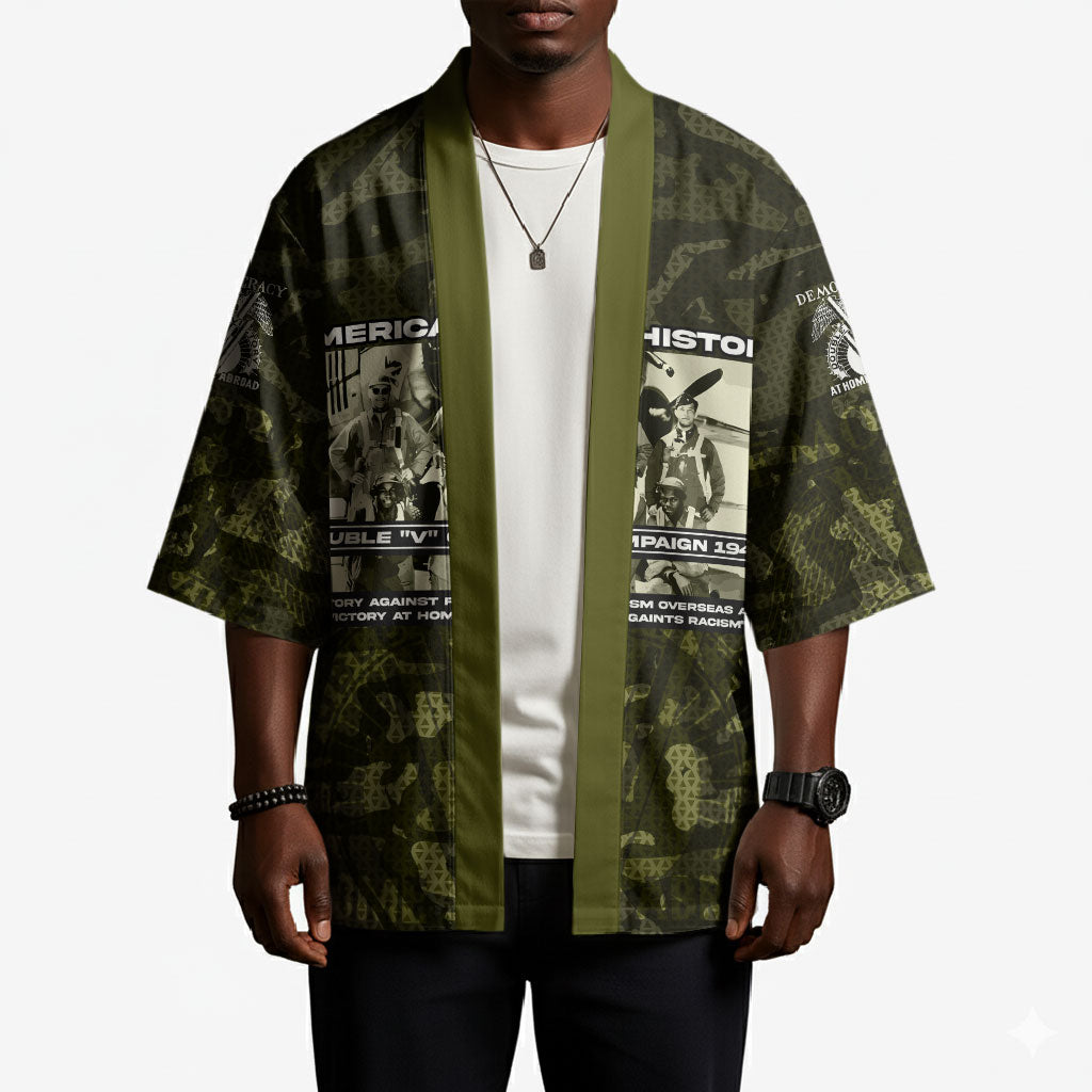 Double V Campaign American History 1942 Kimono Military Camouflage Tuskegee Airmen World War II