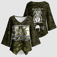 Double V Campaign American History 1942 Kimono Sleeve Blouse Military Camouflage Tuskegee Airmen World War II
