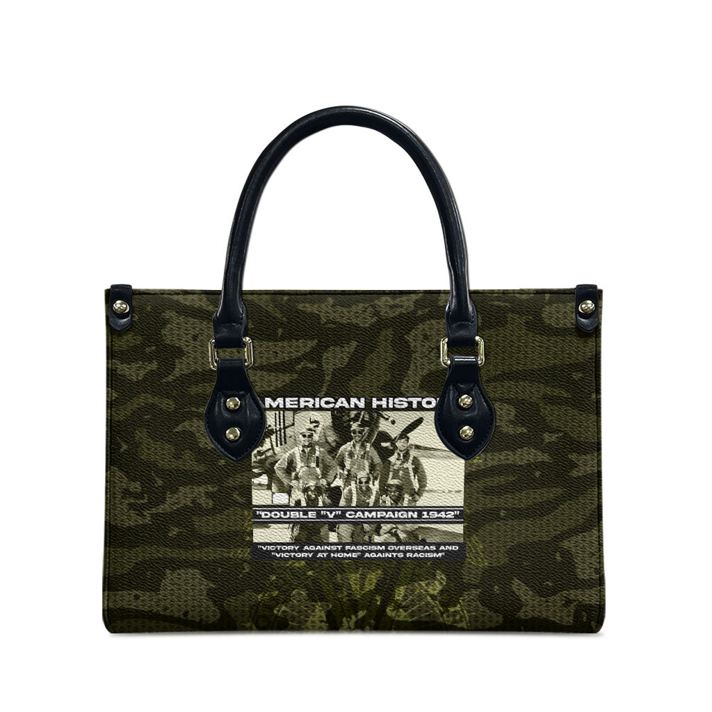 Double V Campaign American History 1942 Leather Bag Military Camouflage Tuskegee Airmen World War II