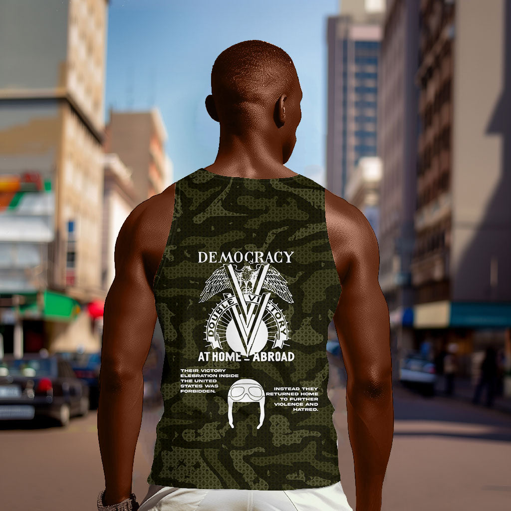 Double V Campaign American History 1942 Men Tank Top Military Camouflage Tuskegee Airmen World War II