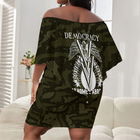 Double V Campaign American History 1942 Off Shoulder Short Dress Military Camouflage Tuskegee Airmen World War II