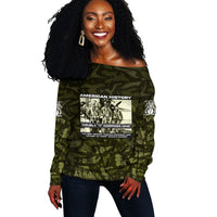 Double V Campaign American History 1942 Off Shoulder Sweater Military Camouflage Tuskegee Airmen World War II