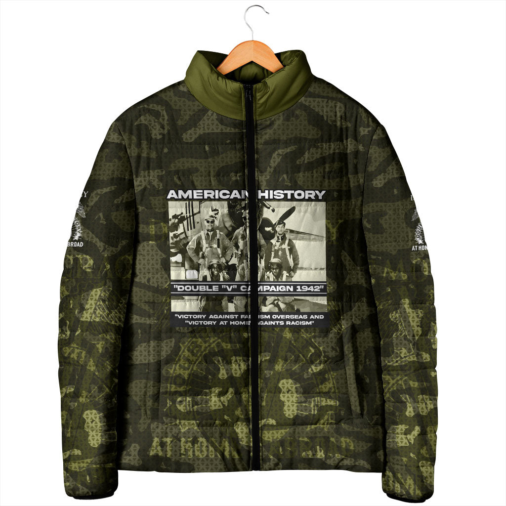 Double V Campaign American History 1942 Padded Jacket Military Camouflage Tuskegee Airmen World War II