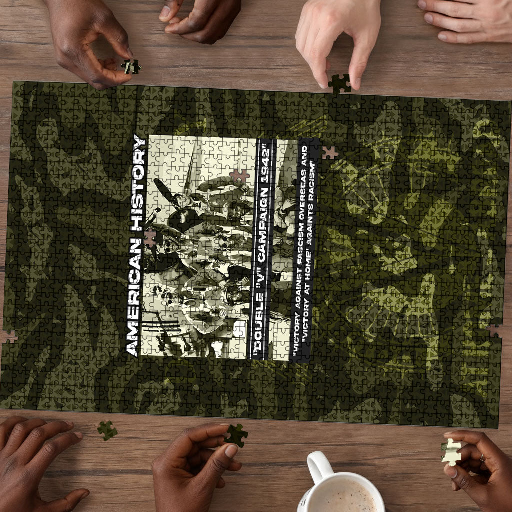 Double V Campaign American History 1942 Puzzle Military Camouflage Tuskegee Airmen World War II
