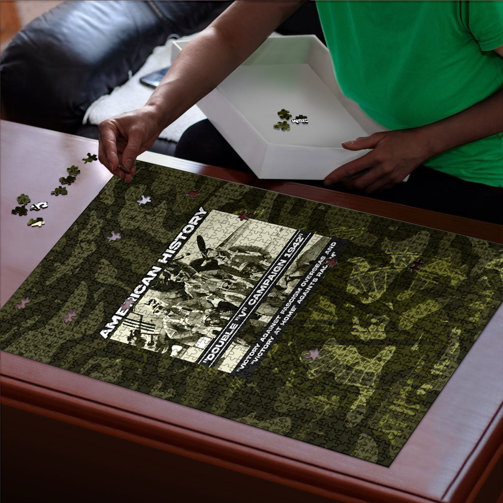 Double V Campaign American History 1942 Puzzle Military Camouflage Tuskegee Airmen World War II