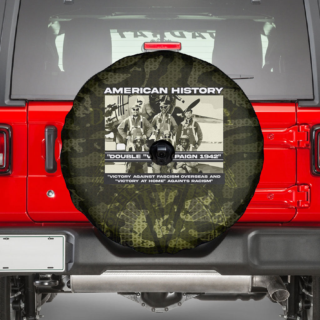 Double V Campaign American History 1942 Spare Tire Cover Military Camouflage Tuskegee Airmen World War II