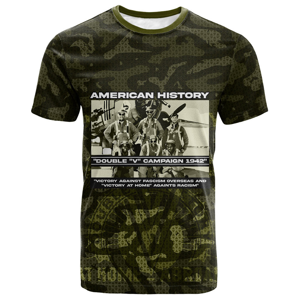 Double V Campaign American History 1942 T shirt Military Camouflage Tuskegee Airmen World War II