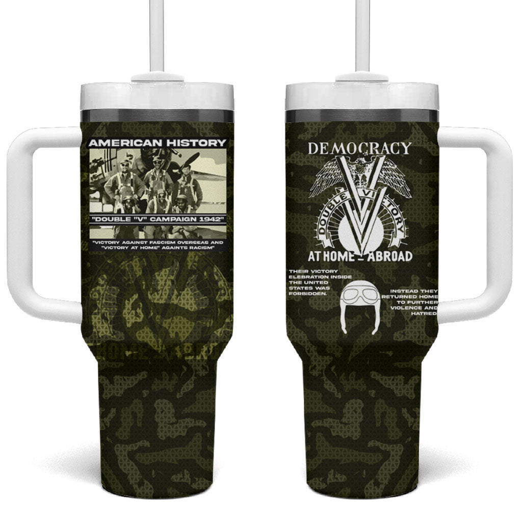 Double V Campaign American History 1942 Tumbler With Handle Military Camouflage Tuskegee Airmen World War II