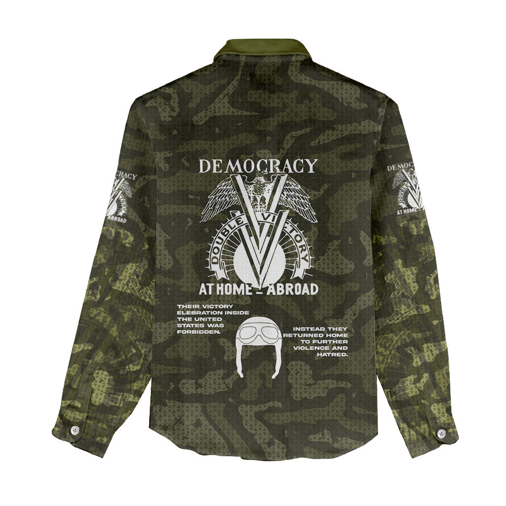 Double V Campaign American History 1942 Women Casual Shirt Military Camouflage Tuskegee Airmen World War II