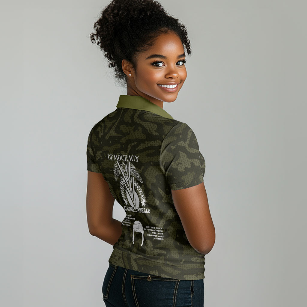Double V Campaign American History 1942 Women Polo Shirt Military Camouflage Tuskegee Airmen World War II